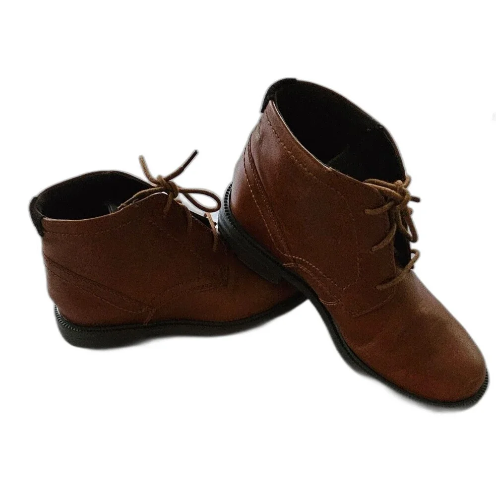 Rockport Berrenger Men’s Leather Chukka Boots 8.5 Brown Lace Up truTECH Comfort